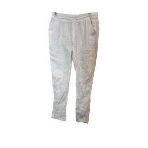 Stylus Pants Womens Small White 100% Linen Jogger Tapered‎ Elastic Waist Casual